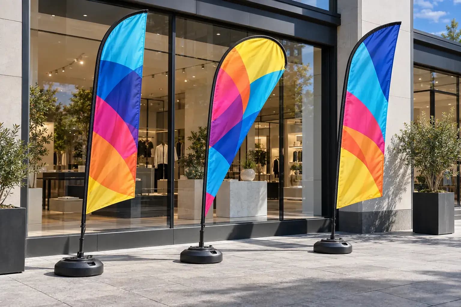 X-banner, roll-up sau steag beachflag: ce suport mobil alegi pentru locul tău
