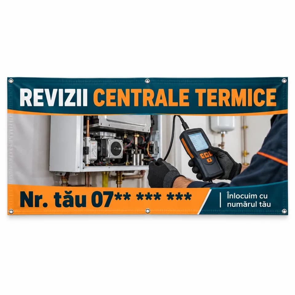 Banner revizii centrale termice cu numărul tău