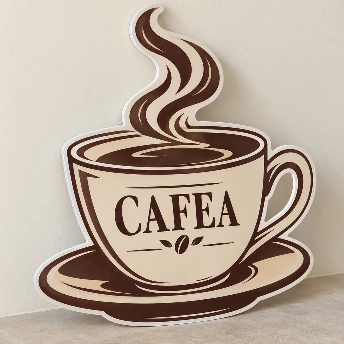Decor cafenea în formă de ceașcă pe PVC