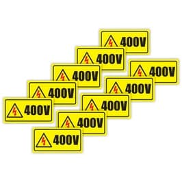 Semn Indicator Priza avertizare 400 V,  PVC, 10 x 5 cm, set 10 bucati