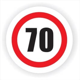 Semn Indicator Limitare viteza 70, autocolant, diametru 12 cm