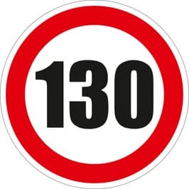 Semn Indicator Limitare viteza 130, autocolant, diametru 12 cm