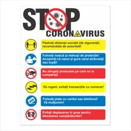 Indicator Stop Covid M0145, PVC, 30 x 40 cm