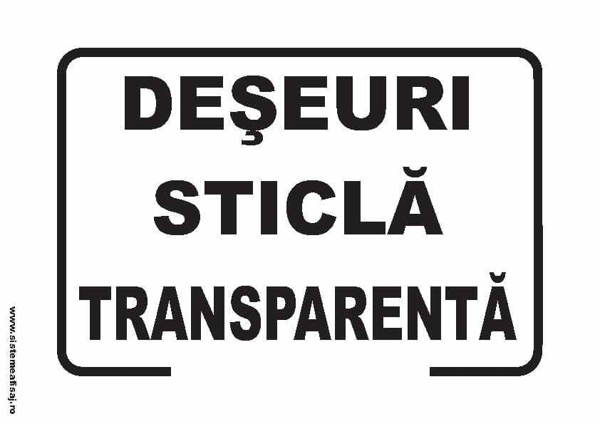 Semn Indicator Deseuri Sticla Transparenta