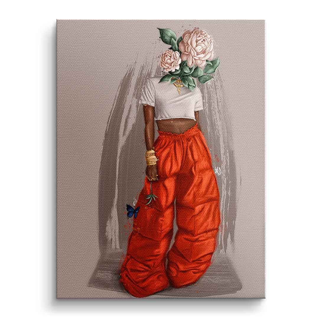 Tablou canvas floare bej cu portocaliu – accent pentru bucătărie