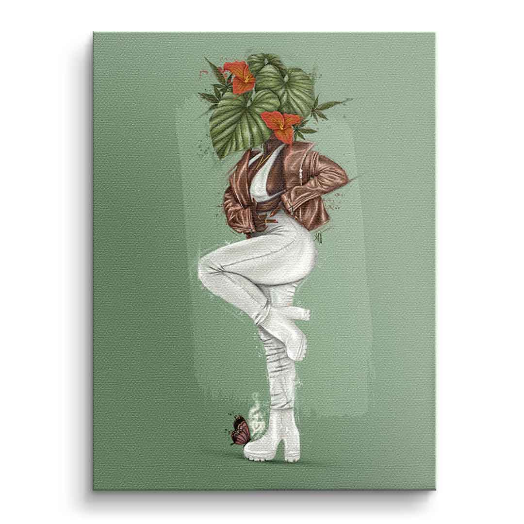 Tablou canvas floare verde stilizată – accent pentru bucătărie