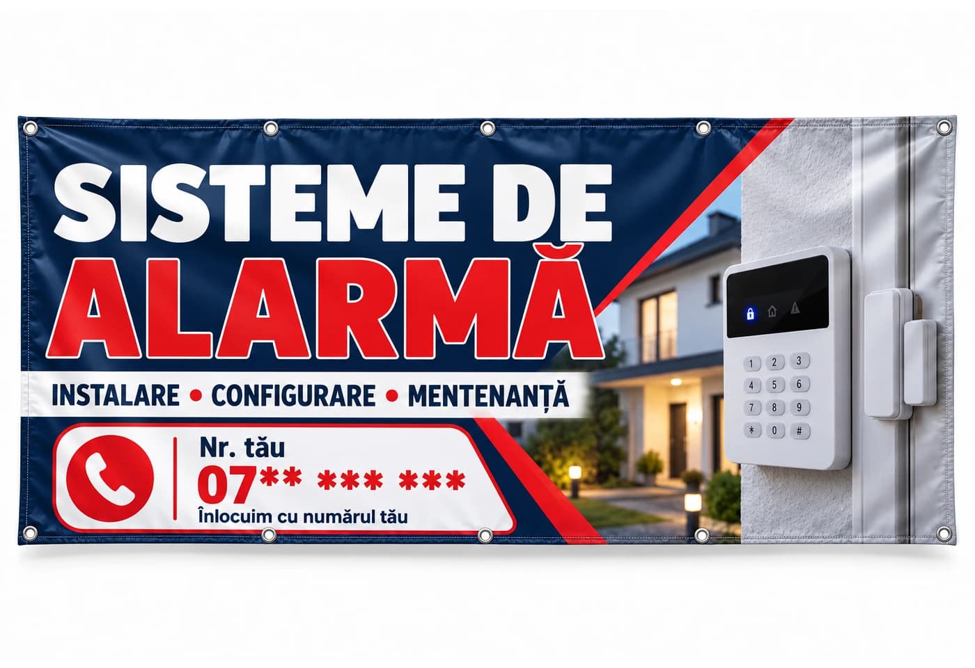 Banner instalare sisteme de alarmă cu numărul tău