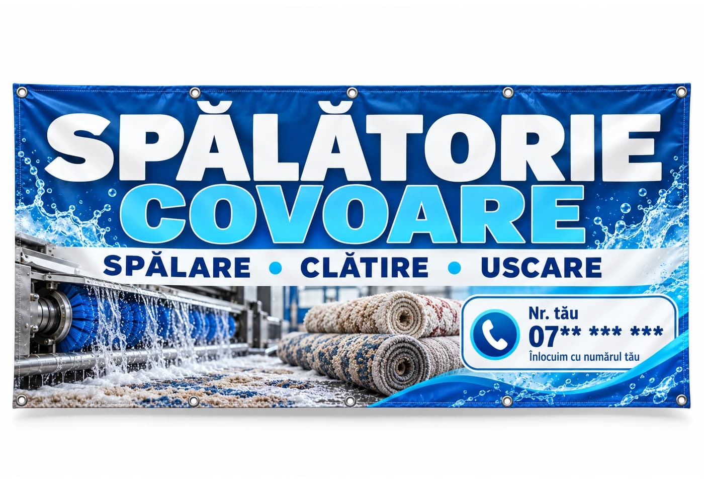 Banner spălătorie de covoare cu numărul tău