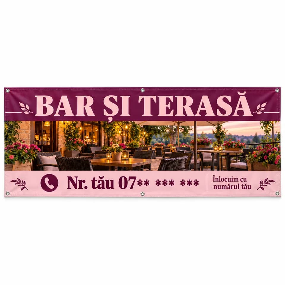Banner bar și terasă cu numărul tău