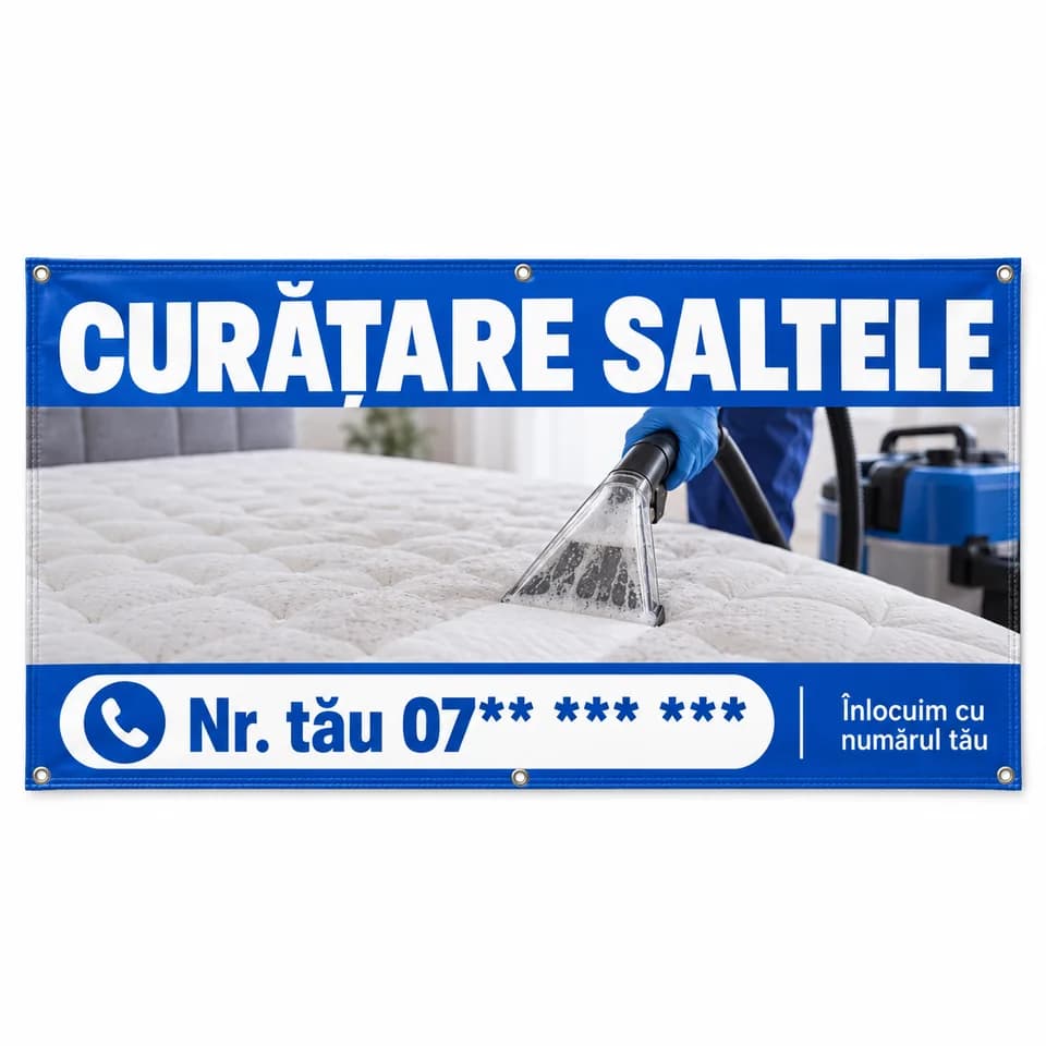 Banner curățare saltele cu numărul tău