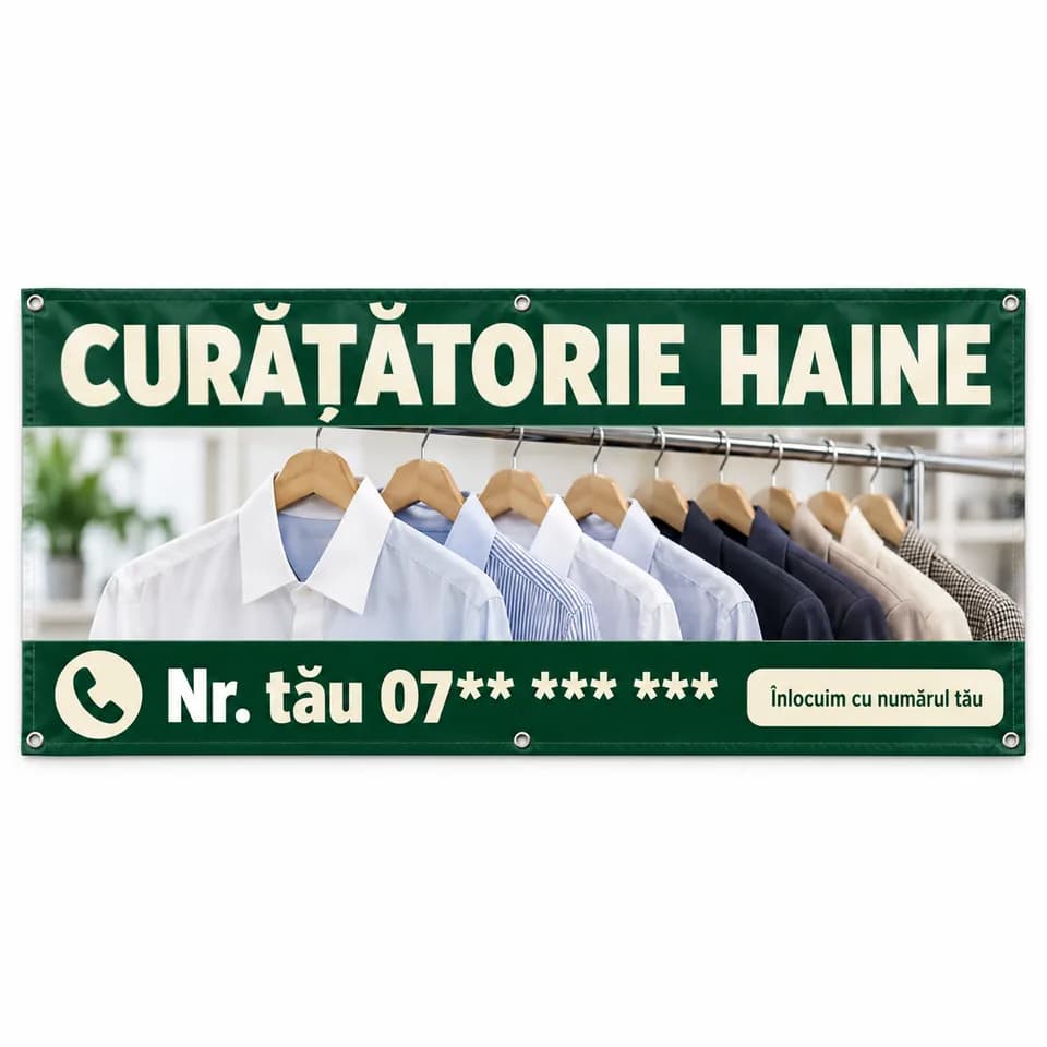 Banner curățătorie haine cu numărul tău