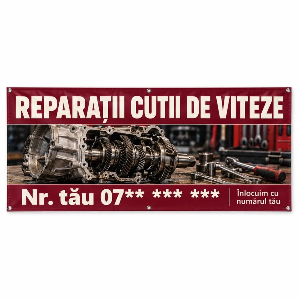 Banner reparații cutii de viteze cu numărul tău