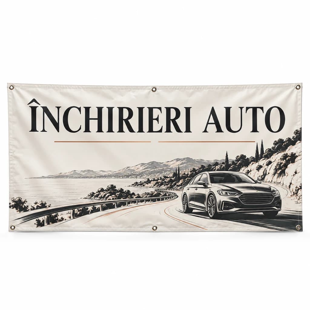 Banner închirieri auto – model minimal | AdBanner România Banner închirieri auto – model minimal - Tipar digital și personalizare online din categoria bannere