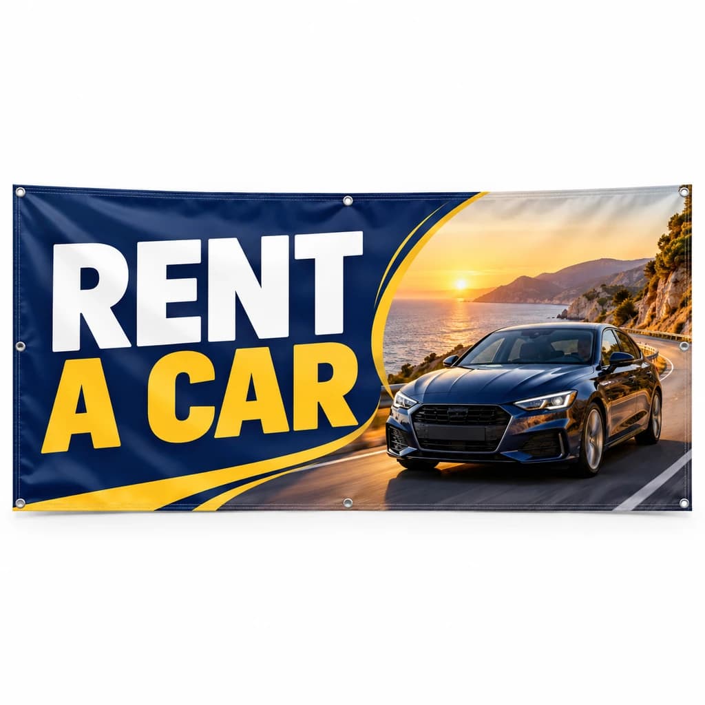 Banner Rent a Car – model fotografic | AdBanner România Banner Rent a Car – model fotografic - Tipar digital și personalizare online din categoria bannere