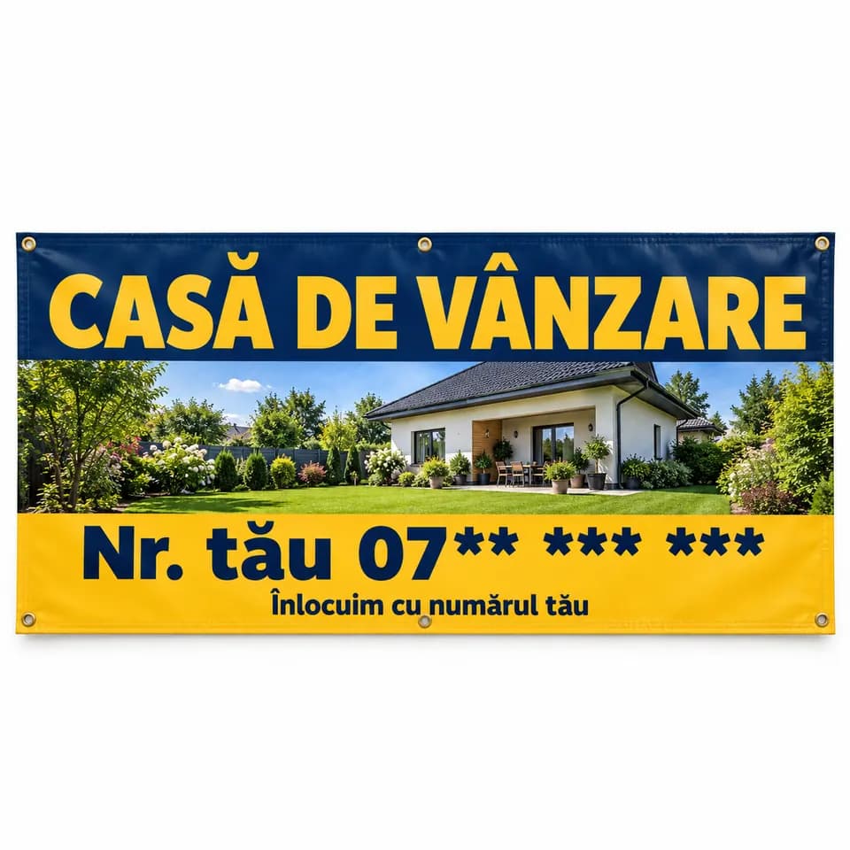 Banner casă de vânzare cu numărul tău