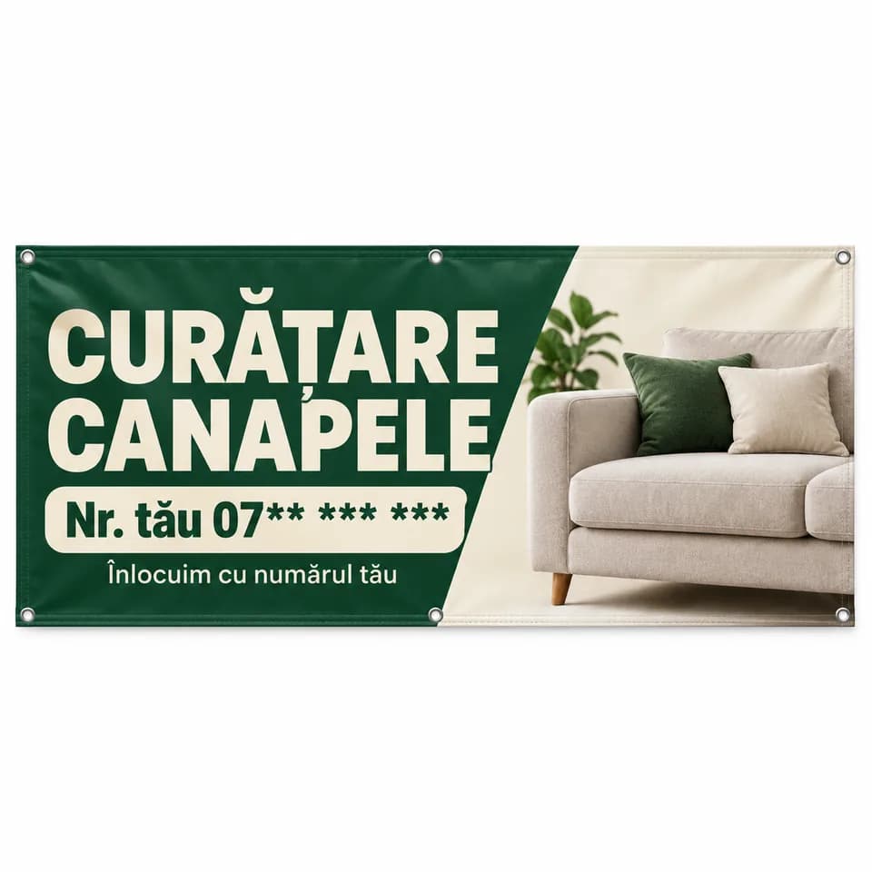 Banner curățare canapele cu numărul tău