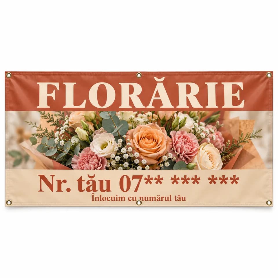 Banner florărie cu numărul tău