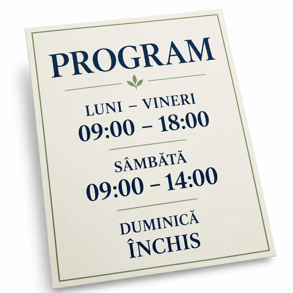 Afiș program de funcționare pentru magazin