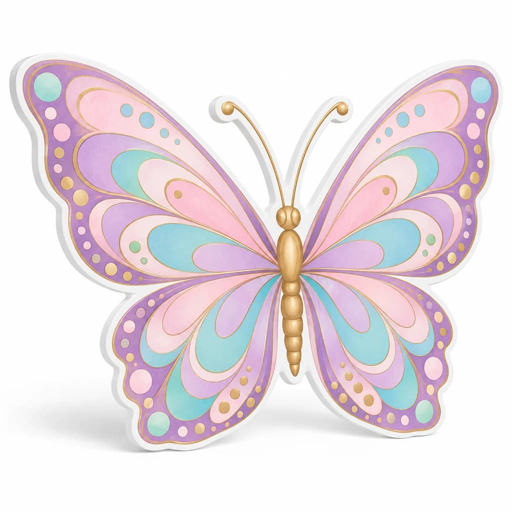 Decor PVC fluture pastel decupat pe contur