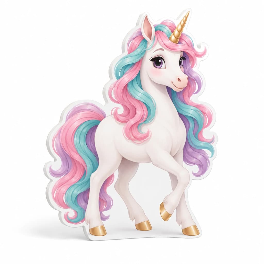 Decor PVC unicorn decupat pe contur