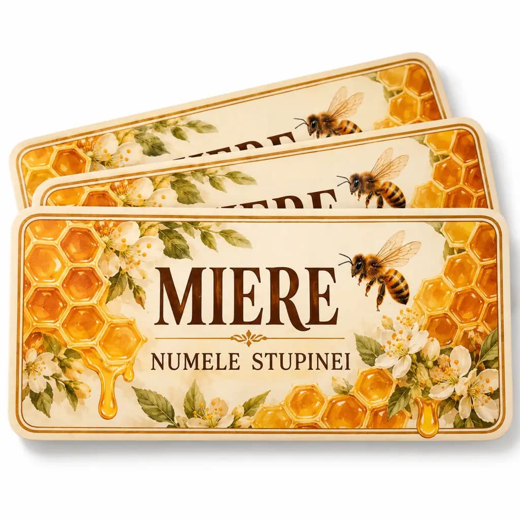 Etichete pentru miere personalizate cu numele producătorului