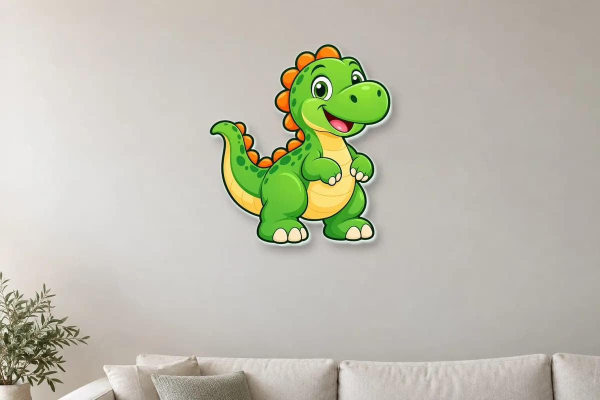 Decor plexiglas dinozaur pe perete (simulare)