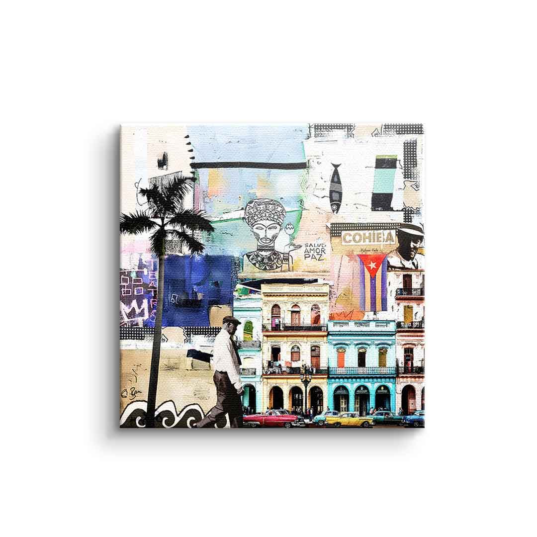Tablou canvas stradă din Havana cu clădiri albe – decor hol elegant