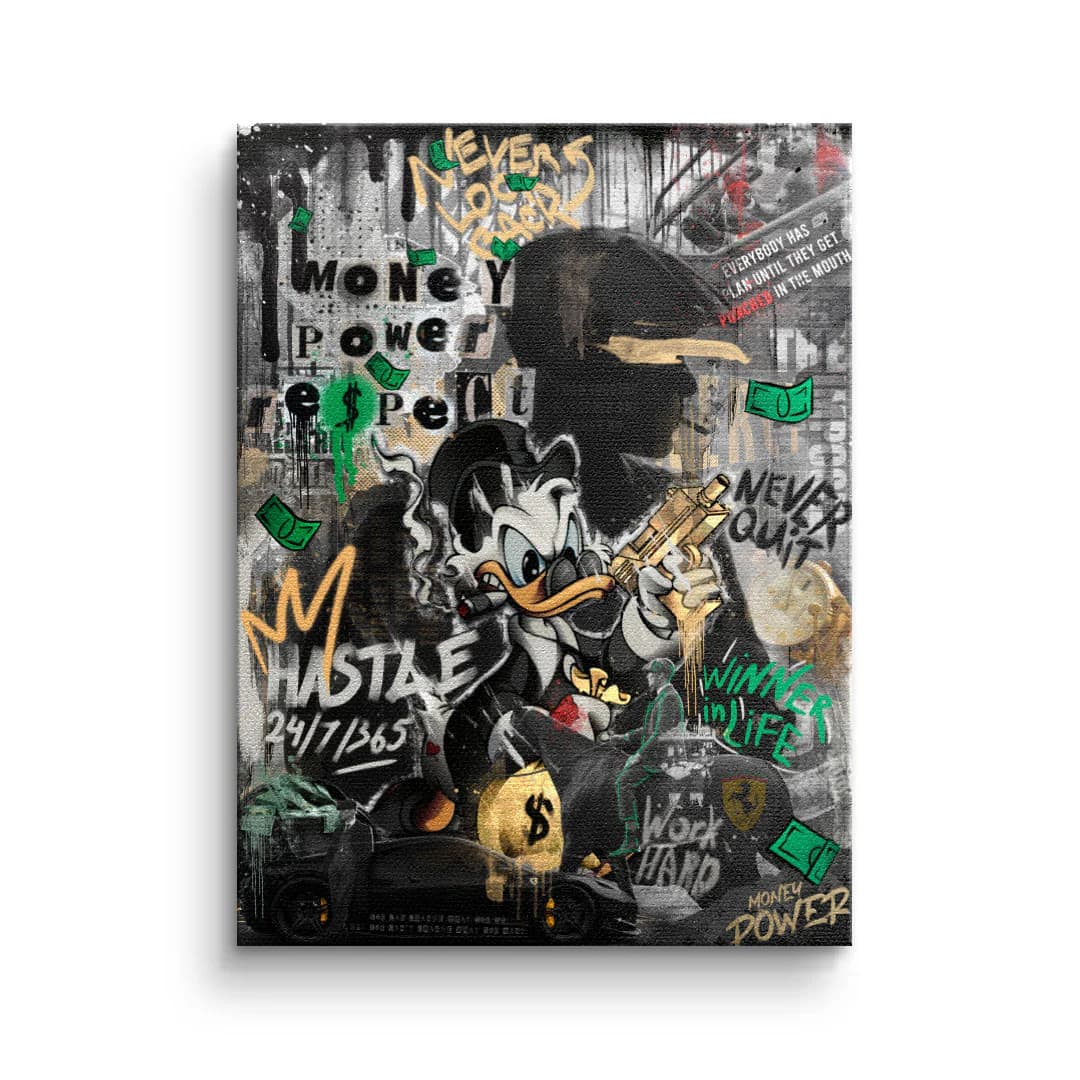 Tablou canvas rață gangster cu șapcă – decor cameră adolescent
