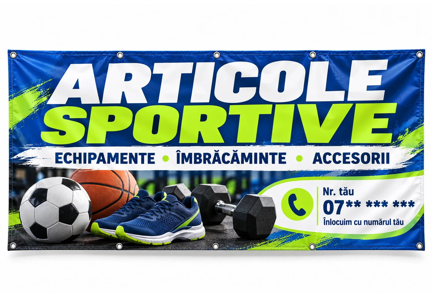 Banner magazin de articole sportive cu numărul tău