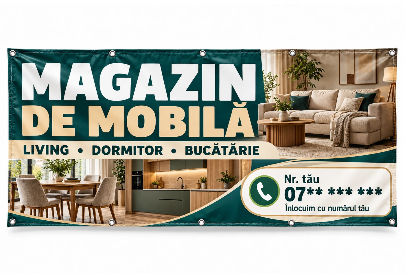 Banner magazin de mobilă cu numărul tău