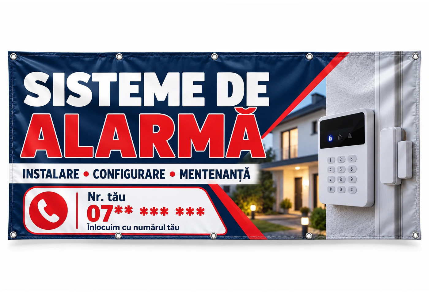 Banner instalare sisteme de alarmă cu numărul tău