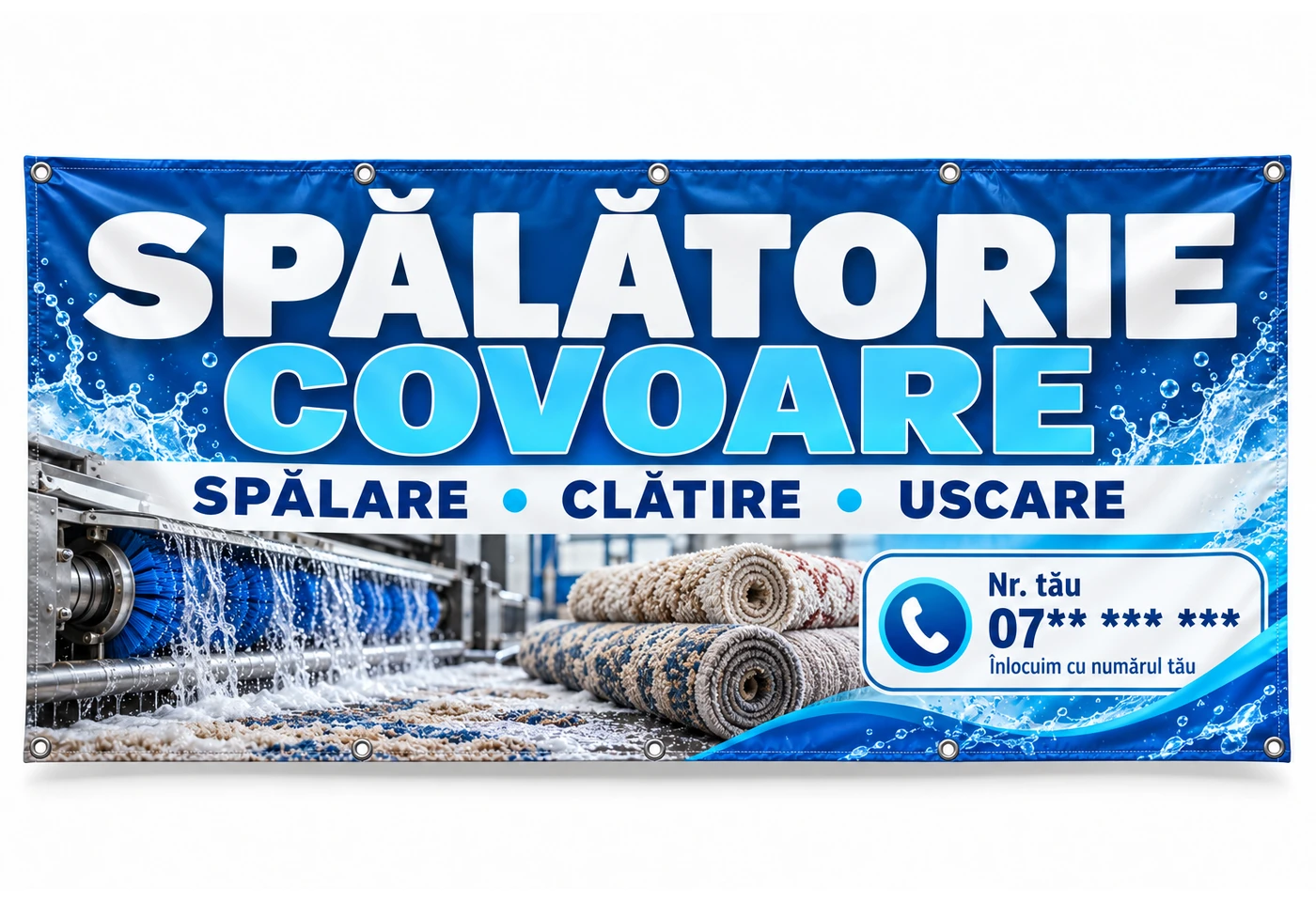 Banner spălătorie de covoare cu numărul tău
