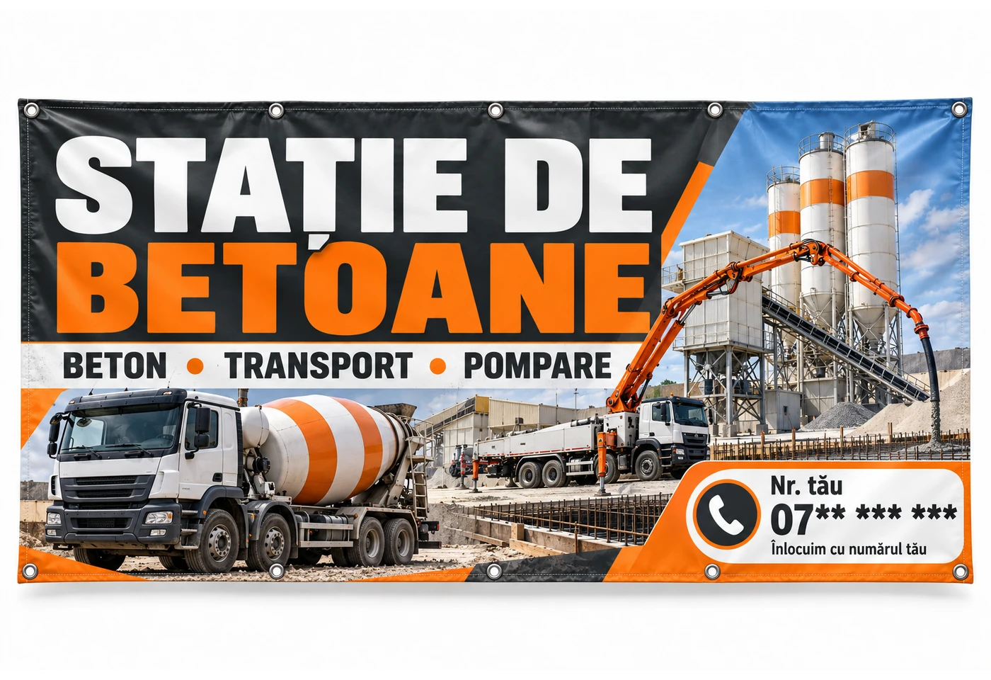 Banner stație de betoane cu numărul tău