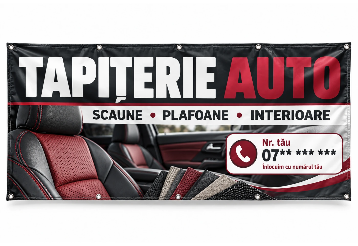 Banner tapițerie auto cu numărul tău